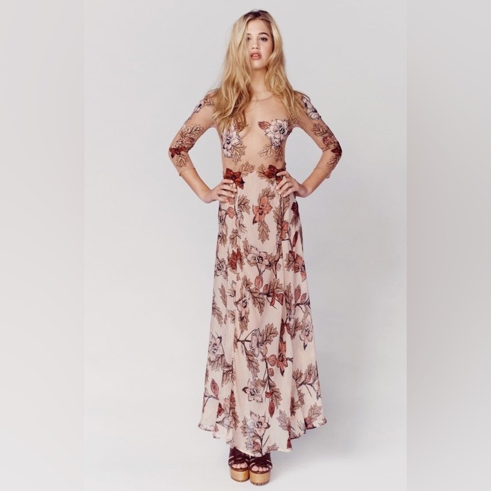 For Love & Lemons Sierra Silk Maxi Dress